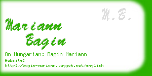 mariann bagin business card